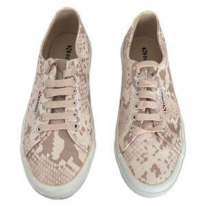 Superga Pink Snakeskin Sneakers Faux Leather Size 39/ 8 US